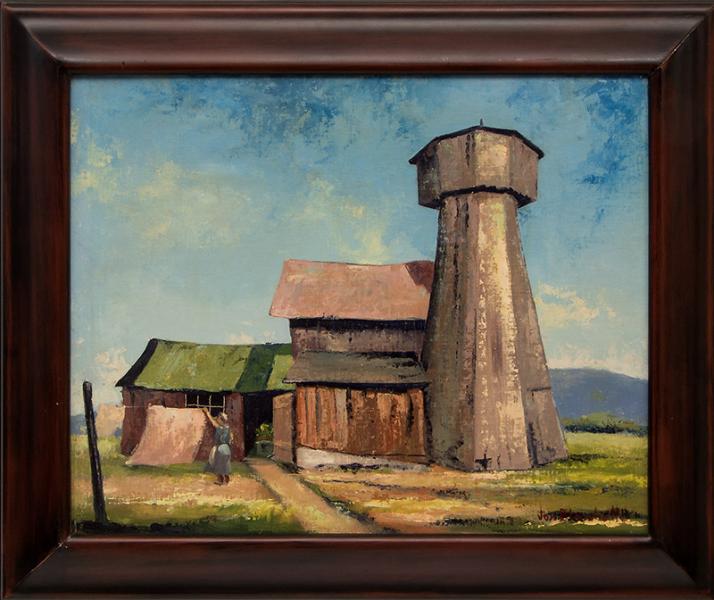 Jon Blanchette, In Soquel (Northern California), circa 1955 oil painting, fine art for sale, california landscape painting, framed california landscape, california fine art, 1950s oil painting