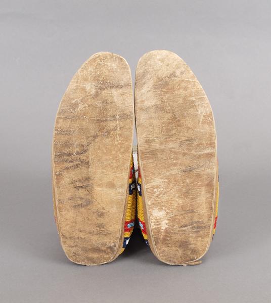 Moccasins, Cheyenne, circa 1900 parfleche sole