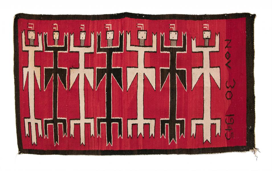 vintage Navajo Pictorial Weaving, yei 1940s, Native American Indian antique vintage art for sale purchase auction consign denver colorado art gallery museum
