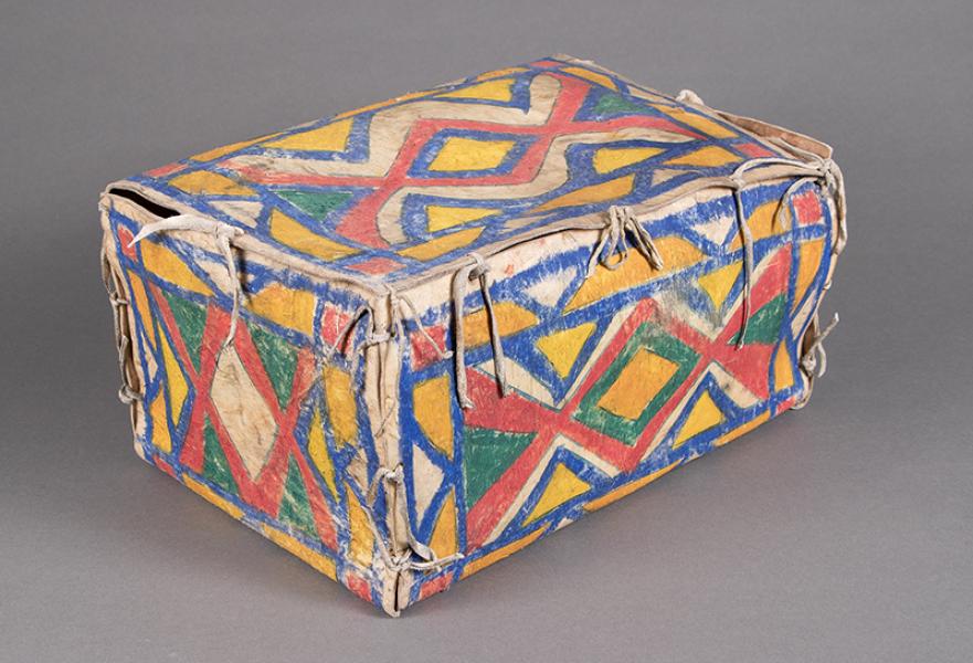 Antique American Indian Parfleche Box, Sioux, plains indian 19th century native for sale 