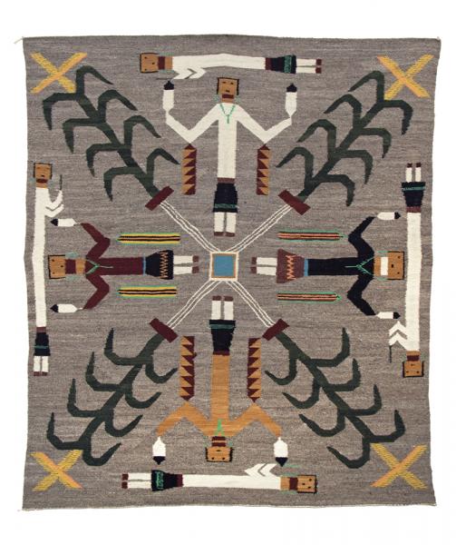 Pictorial Weaving, Navajo, circa 1945 sandpainting native american indian antique vintage for purchase sale consignment auction denver colorado art gallery museum