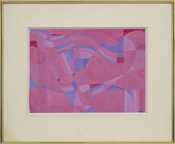 Hilaire Hiler pink study abstract painting mid-century modern Structuralism