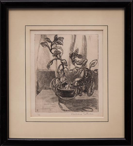 Barbara Latham, still life plant lithograph, 1926 new mexico painting fine art for sale purchase buy sell auction consign denver colorado art gallery museum