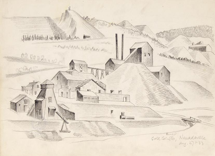 Arnold Ronnebeck original vintage signed drawing Gold Coin Mines Company, Nevadaville, Colorado