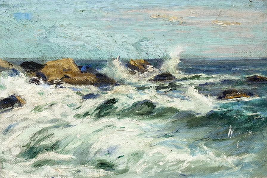 charles partridge adams, pacific ocean, marine, coastal, painting