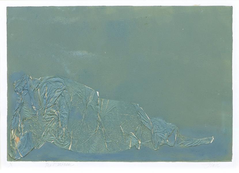 Wilma Fiori, The Embrace, abstract painting, blue, green